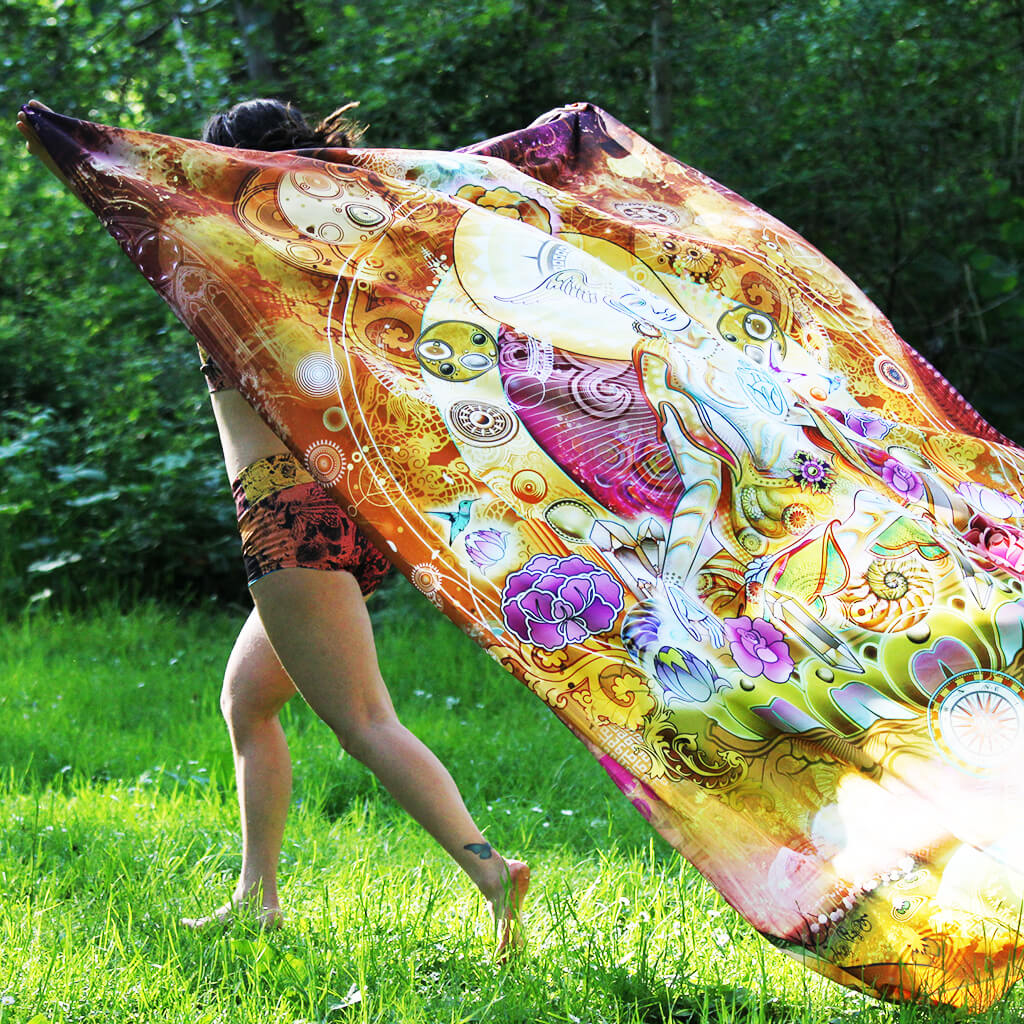 Visionary Artist Mugwort White Tara Hippy Tapestry by Third Eye Tapestries