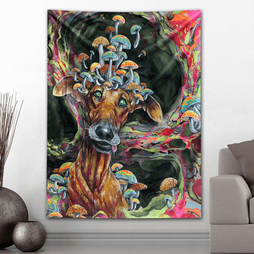 Visionary Artist Black Ink Art + BL Visuals Dwights Den Tapestry by Third Eye Tapestries