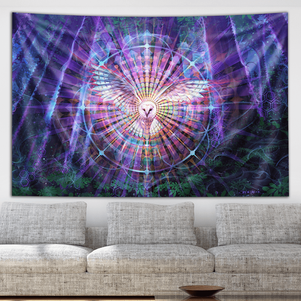 Visionary Artist Simon Haiduk Night Vision Trippy Tapestry by Third Eye Tapestries