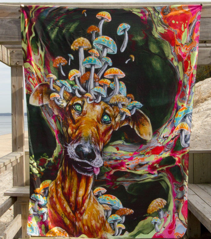 Visionary Artist Black Ink Art + BL Visuals Dwights Den Tapestry by Third Eye Tapestries