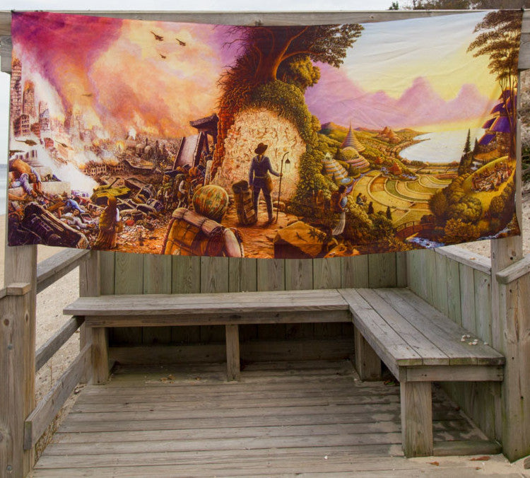 Visionary Artist Mark Henson New Pioneers Trippy Tapestry by Third Eye Tapestries